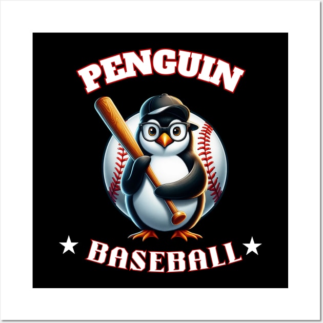 penguin baseball Wall Art by jijo.artist